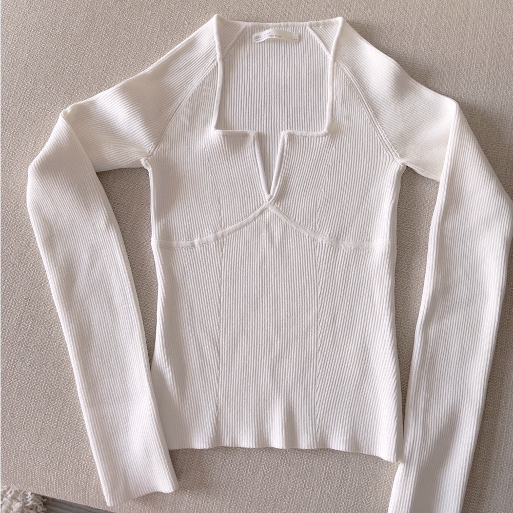 Oak & Fort Sweetheart Neckline Sweater